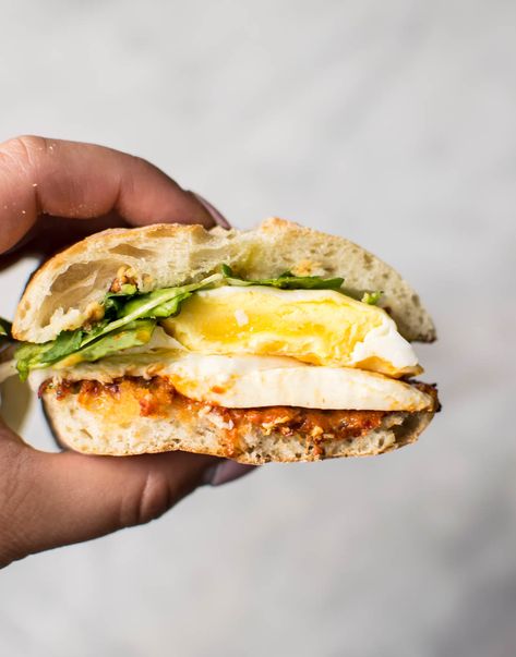 Homemade Egg Sandwich, Nduja Sandwich, Ciabatta Roll, Egg Sandwich, Huevos Fritos, Egg Sandwiches, Breakfast Sandwiches, Sausage And Egg, Super Easy Recipes