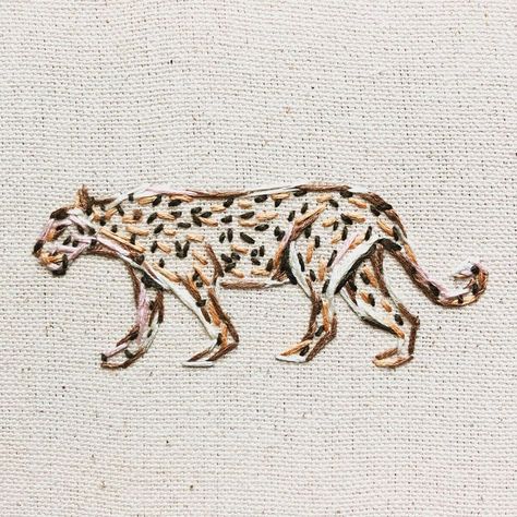 Cheetah Embroidery, Embroidery Icons, Leopard Embroidery, Embroidered Animals, Tech Fashion, Snow Leopard, Logo Concept, Needle And Thread, Hand Embroidery