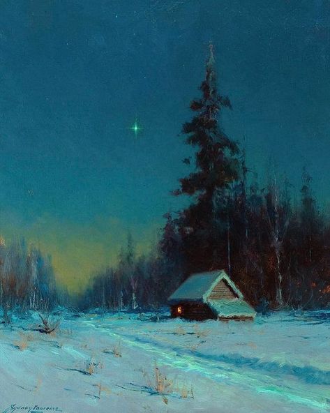 Istoria Artei, The North Star, Snowy Landscape, Tableau Art, Winter Scenery, Winter Art, Arte Fantasy, Winter Landscape, North Star