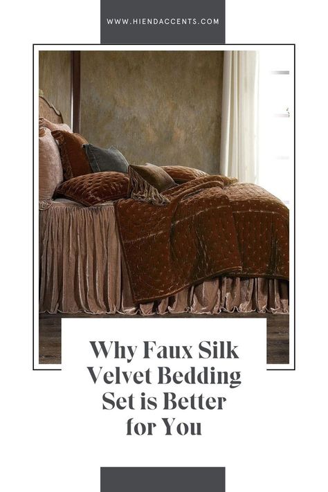 Stella Faux Silk Velvet Bedspread + Why Faux Silk Velvet Bedding Set is Better for You Velvet Bedding, Velvet Bedding Sets, Silk Velvet Fabric, Velvet Bed, Elegant Drapes, Velvet Curtains, Bedroom Styles, Silk Velvet, Soft Hand