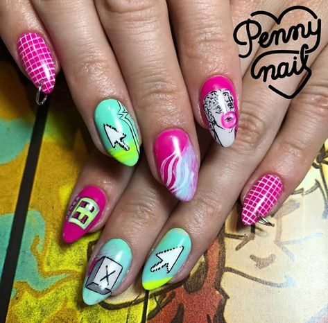 Vaporwave Nails, Eyeshadow Tutorial, Nails Inspiration, Nail Inspo, Penny, Piercings, Fashion Beauty, Nail Designs, Nails