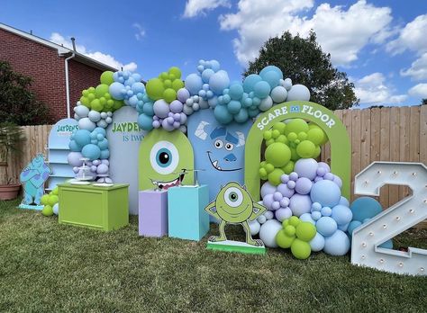 Monster Inc Birthday Two, Monsters Inc Backdrop Party Ideas, Monsters Inc Balloons, Monsters Inc Birthday Party Ideas, Monsters Inc Decorations, Monster University Birthday, Monster Ink, Monsters Inc Baby Shower, Outdoor Birthday Party