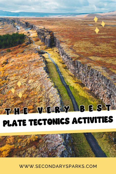 Being a challenging topic to teach, Plate Tectonics needs creative approaches. These activities help you tackle NGSS MS-ESS2-3 and HS-ESS1-5 standards and beyond. It includes a food lab, music video, task cards and more! Perfect for an Earth Science class or Marine Science class. Learn more at secondarysparks.com. Plate Tectonics Activity, Tectonic Plates Map, Tectonic Plates Activities, Boundaries Activities, Plate Tectonic, Earth Science Middle School, Plate Tectonic Theory, Sixth Grade Science, Science Study