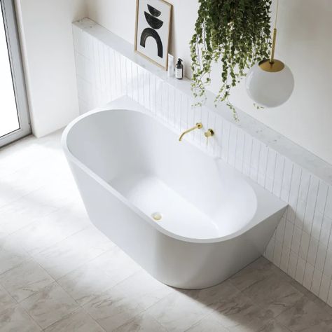 Bao Bon Back to Wall 1700mm Bath | The Blue Space Sleek Bathroom Design, Beautiful Bedroom Decor, Bath Inspiration, Corner Bath, Back To Wall Bath, Bathtub Design, Bedroom Decor Inspiration, White Bath, Blue Space