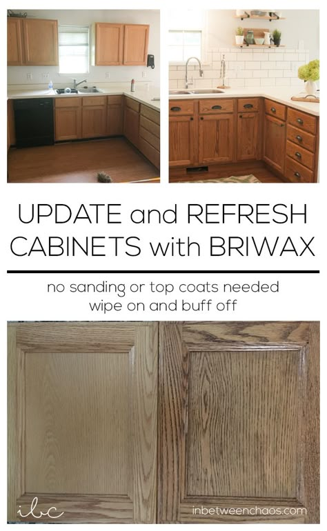 Refreshing Worn Wood with Briwax Honey Oak Cabinets, Kitchen Cabinet Trends, Brown Kitchen Cabinets, Oak Kitchen Cabinets, Kitchen Updates, Diy Kitchen Renovation, Brown Kitchen, Honey Oak, Kitchen Cabinets Makeover