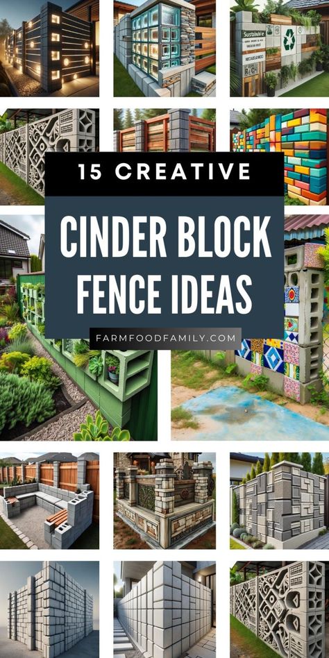 15+ Creative Cinder Block Fence Ideas for a Unique Yard 36 Block Fence Ideas, Cinder Block Fence Ideas, Decorating Cinder Block Walls, Cinder Block Diy, Cinder Block Fence, Painted Cinder Blocks, Cinder Block Garden Wall, Unique Fence Ideas, Cinder Blocks Diy