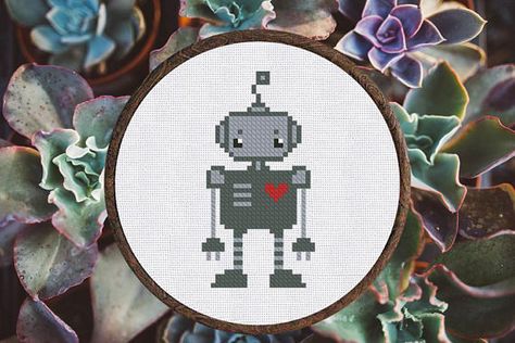 Cross Stitch Pattern Cute little robot Instant Download PDF #crossstitch #robot Garbage Truck Cross Stitch Pattern, R2d2 Cross Stitch, Cross Stitch Astronaut, Robot Cross Stitch Pattern, T Rex Cross Stitch Pattern, Llama Alpaca, Thread Art, Ornament Ideas, Cute Cross Stitch