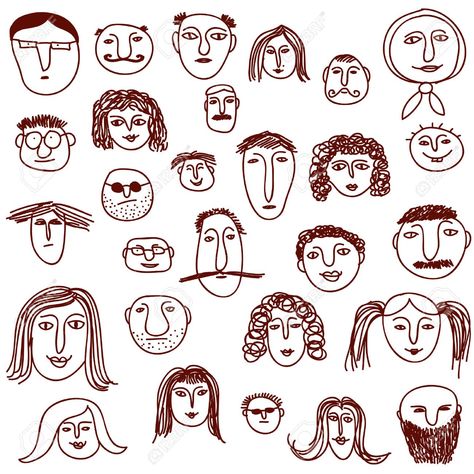 Face Doodles, Doodle People, 심플한 그림, Arte Doodle, Ink Doodles, Visual Library, People Faces, 얼굴 그리기, Sketches Of People