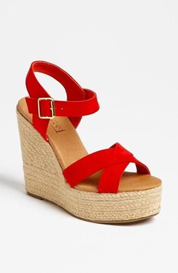 Red Toms, Red Wedges, Shoe Gallery, Wedges Shoes, Strappy Wedges, Shoe Closet, Dream Shoes, Shoe Obsession, Red Shoes