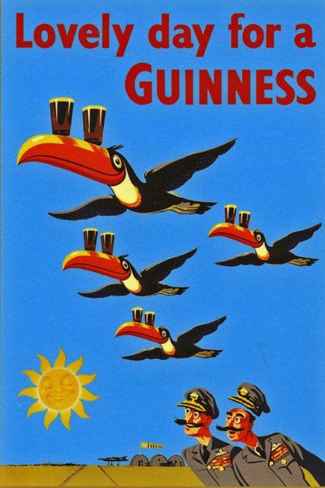 Guinness Advert, Dark Irish, Beer Illustration, Vintage Cocktails, Sun Prints, Guinness Beer, Beer Ad, Art Deco Posters, Best Beer