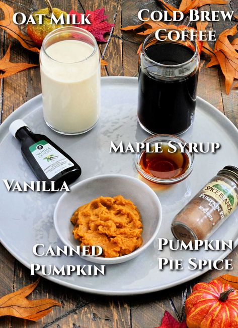 Ingredients for Dairy-Free Pumpkin Cream Cold Brew. Healthy Pumpkin Cream Cold Brew, Pumpkin Spice Cold Foam Healthy, Dairy Free Pumpkin Cream Cold Foam, Keto Pumpkin Cream Cold Brew, Healthy Pumpkin Cold Brew, Non Dairy Pumpkin Cold Foam, Homemade Pumpkin Cream Cold Brew, Vegan Pumpkin Cold Foam, Pumpkin Creme Cold Brew