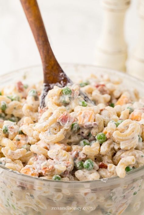 Bacon Ranch Pasta Salad - ZEN AND HONEY Easy Spring Dinner Recipes, Spring Dinner Recipes, Easy Spring Recipes, Bacon Ranch Pasta, Bacon Ranch Pasta Salad, Prosciutto Recipes, Spring Recipes Dinner, Creamy Pasta Salads, Spring Salad Recipes