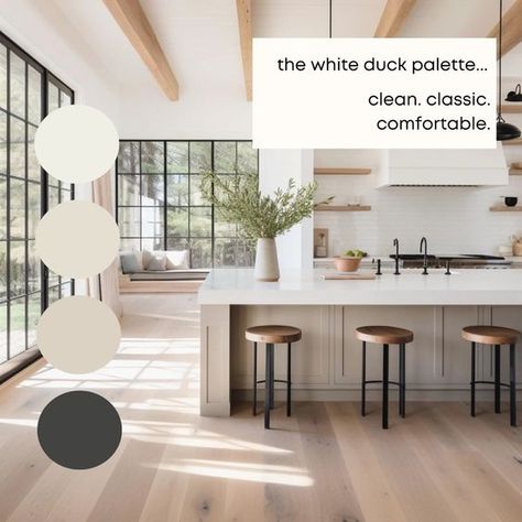 The White Duck paint palette was professionally created with Sherwin Williams paint colors, and features the best-selling color White Duck.I have carefully selected a range of 9 colors for this palette, and included options for walls, trim, furniture, cabinets and doors. Sherwin Williams has hundreds of paint colors, each with their own unique undertones. This can make choosing the right paint colors hard. The colors in this collection were carefully selected to coordinate with each other - this makes choosing the right paint colors a lot easier!Upon purchase, you will receive a beautiful digital color guide with:* All names and numbers for each color included in this color scheme* Real photo examples of each color* Best uses for each color* Best rooms to use each color in* Tips to help ge Sherwin Williams White Paint Colors Kitchen Cabinets, Neutral Island Color, Kilz Magnolia Paint Colors, What Colors Go With Alabaster, Neutral Home Palette, Breakwater Sherwin Williams, White Duck Sherwin Williams Cabinets, Shell White Sherwin Williams, Best Sherwin Williams White Wall Colors