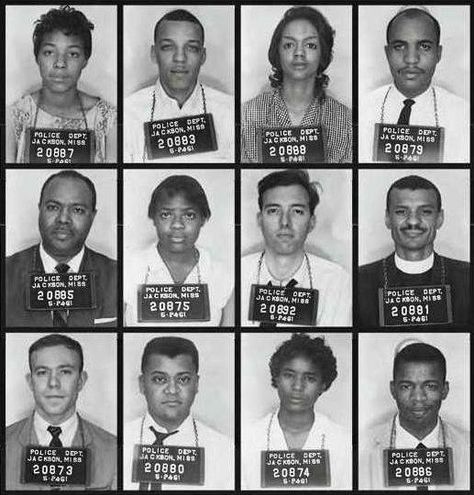 Mug shots of freedom riders arrested on May 24, 1961 in Jackson, Mississippi after arriving from Montgomery, Alabama. They were arrested after going into a whites-only waiting room and refusing to move on when asked to do so by police. — in Jackson, Mississippi. Freedom Riders, Black Fact, Black Royalty, Montgomery Alabama, Jackson Mississippi, Civil Rights Leaders, Deep South, Civil Rights Movement, African History