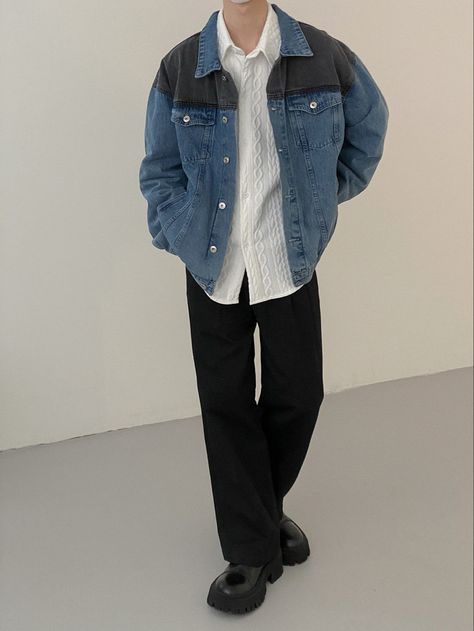 Csm Fashion, Blue Denim Jacket Outfit, Folklore Style, Men Poses, Women Right, Asian Streetwear, Mens Smart Casual Outfits, Guys Fits, Everyday Fits