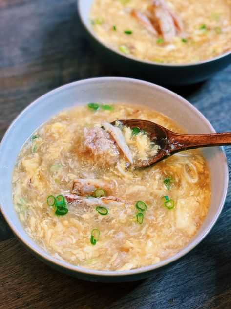 Egg Drop Soup with Crab (15 Minutes) - Tiffy Cooks Crab Soup Recipes, Crab Eggs, Tiffy Cooks, Crab Soup, Egg Drop Soup, Egg Drop, Russell Hobbs, Egg Dish, Animal Crackers