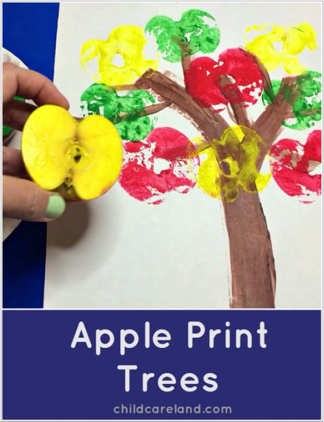 Apple Print Trees ... these turned out so cute!! Brown Playdough, Preschool Apple Activities, Preschool Apple Theme, Apple Lessons, September Crafts, Fine Motor Development, Apple Preschool, Chicka Chicka Boom Boom, Fall Preschool Activities