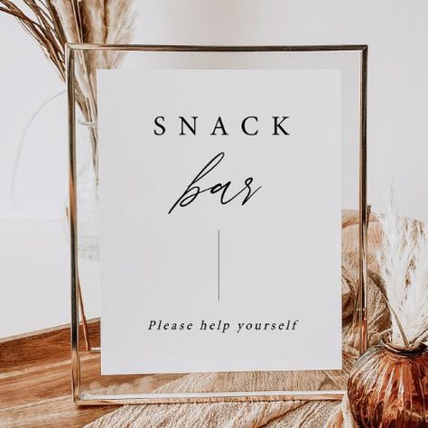 Wedding Snack Sign, Snack Bar At Wedding, Snack Bar Wedding Ideas, Snack Bar Sign Ideas, Soft Pretzel Bar Wedding, Spa Snack Bar, Salon Snack Bar, Salon Snack Bar Ideas, Wedding Snack Table Ideas