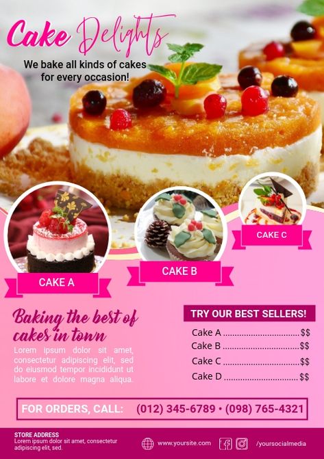 620+ Cake Customizable Design Templates | PosterMyWall Cake Sale Poster Template, Cake Templates Design, Cheesecake Poster Design, Cake Flier Designs, Cake Advertising Design Poster, Cake Flyer Design Templates, Cake Poster Advertising, Cake Advertising Poster, Cake Banner Design