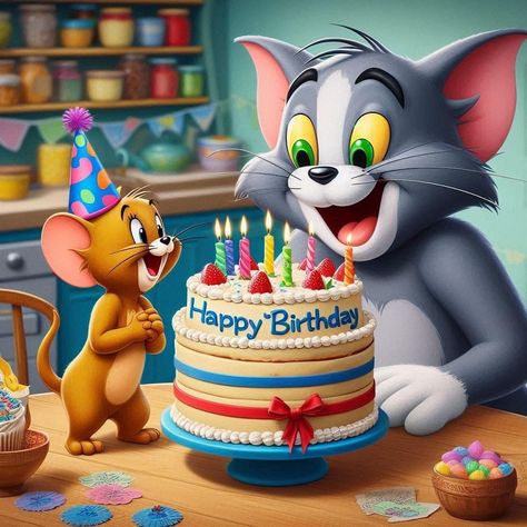 Happy Birthday Jerry, Happy Birthday Kids Boy, Happy Birthday Wishes Cartoon, Happy Birthday Cartoon, Tom And Jerry Birthday, Happy Birthday Little Boy, Happy Birthday Wishes Disney, Happy Birthday Tom, Happy Birthday Animals