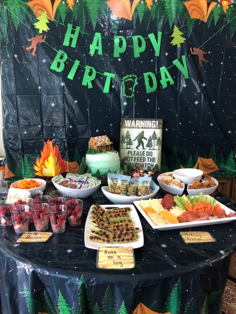 Sasquatch Birthday Party Ideas, Sasquatch Party Food, Bigfoot Food Ideas, Sneaky Sasquatch Birthday Party, Bigfoot Party Food, Sasquatch Birthday Party, Bigfoot Birthday Party Ideas, Big Foot Party Ideas, Cryptid Birthday Party