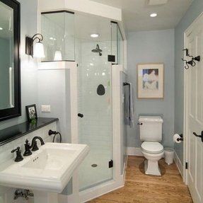 Corner Shower For Small Bathroom - VisualHunt Affordable Bathroom Remodel, Basement Bathroom Remodeling, Bathroom Plans, Bathroom Remodel Shower, Bathroom Remodel Designs, Soap Dispensers, Basement Bathroom, Corner Shower, Trendy Bathroom