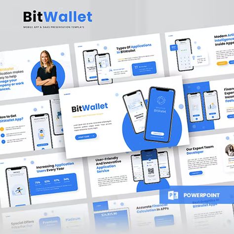 BitWallet - Mobile App & SAAS Powerpoint Template Application Presentation Design, Mobile App Presentation Design, App Presentation Design, Portfolio Presentation Design, Product Presentation Design, Product Powerpoint, Fintech Mobile App, Application Presentation, Presentation App