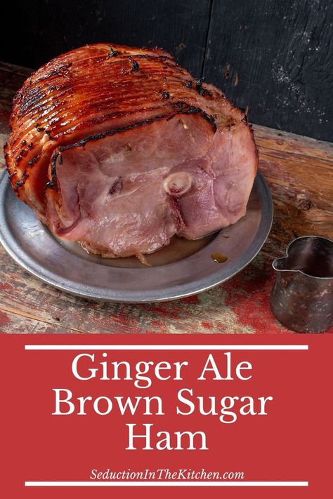 Baked Ham Recipes With Ginger Ale, Ham With Ginger Ale Recipe, Can Ham Recipes, Ham In Crockpot Recipe Brown Sugar, Ham With Sprite, Easy Brown Sugar Glaze For Ham, Ginger Ale Ham Recipe, Glaze For Ham Easy, Crockpot Ham Recipes