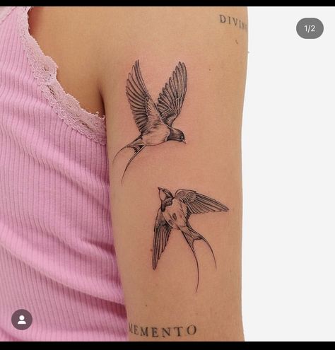 Medieval Etching, Swallow Tattoo Design, Bird Tattoos Arm, Swallow Bird Tattoos, Bird Tattoo Back, Vogel Tattoo, Airplane Tattoos, Swallow Tattoo, Sharpie Tattoos