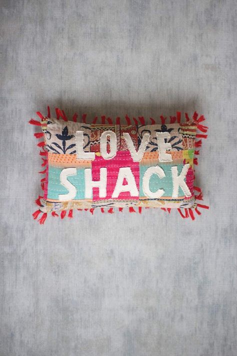 AmazonSmile: KALALOU NRV2142 Love Shack Kantha Pillow: Kitchen & Dining Rustic Valentine, Love Rules, Glass Floats, Rectangular Pillow Cover, Vibrant Patterns, Kantha Throw, Antique Glass, Rectangular Pillow, Pillow Set