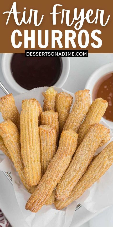 Easy Churro Recipe, Air Fryer Churros Recipe, Air Fryer Churros, Make Churros, Filled Churros, Cinnamon Pastry, Easy Churros Recipe, Air Fryer Recipes Dessert, Homemade Churros