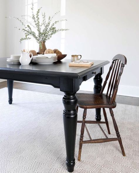 Lamp Black Farmhouse Table | General Finishes Design Center Black Farmhouse Dining Table, Farmhouse Table Black, Black Farmhouse Table, Painted Farmhouse Table, Farmhouse Color, Farmhouse Table Lamps, Black Farmhouse, Farm House Colors, Tuscan House