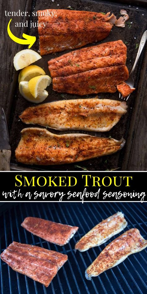 Lake Trout Recipes, Smoked Trout Recipe, Smoked Fish Recipe, Smoked Trout Salad, Trout Recipe, Grilled Trout, Recipes Chinese, Trout Recipes, Smoker Grill