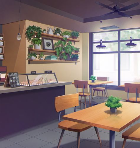 Artstation Background, Visual Novel Background, Cafe Background, Personal Project Ideas, Restaurant Pictures, Frame Illustration, Episode Interactive Backgrounds, Episode Backgrounds, Scenery Background