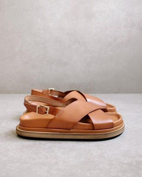 Ethical Shoes, Tan Leather Sandals, Vintage Sandals, Criss Cross Sandals, Tan Sandals, Ethical Clothing, 90s Inspired, Early Bird, Slipper Sandals