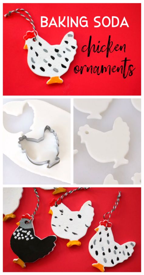 Easy Crafts For Second Graders, Chicken 4h Projects, Fast Diy Christmas Gifts, Easy Cricut Christmas Ornaments, Scented Christmas Ornaments Diy, Chicken Decorations Diy, Cute Ornaments To Make, Christmas Chicken Decoration, Christmas Chicken Decor