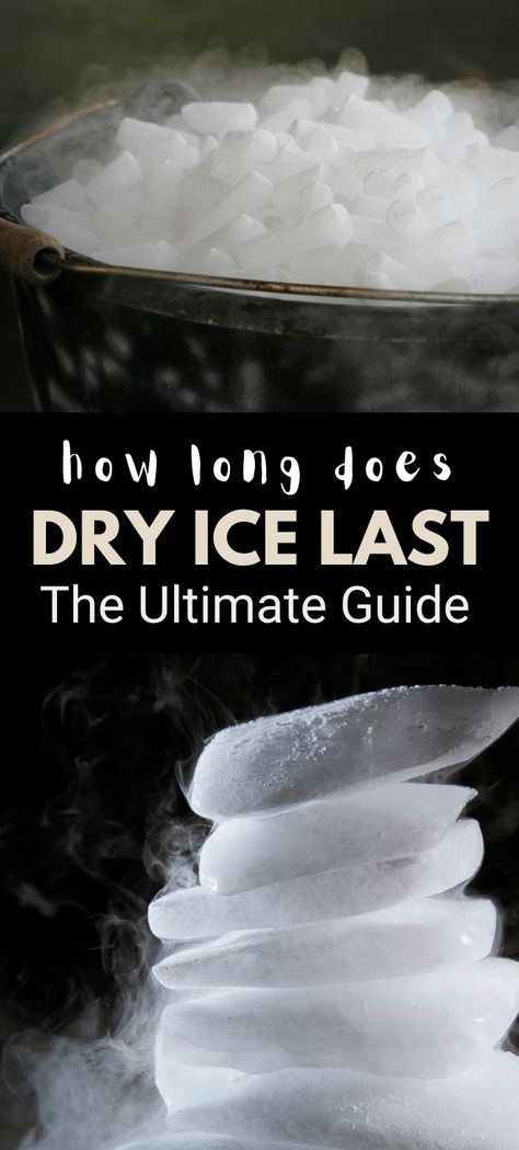 A Pinterest pin showing dry ice with simple text explaining how long it lasts. The image is helpful for anyone needing tips on storing and using dry ice for parties, camping, or experiments. #DryIce #HowTo #PartyTips Dry Ice Recipes, Dry Ice Party Ideas, Dry Ice Party Decor, How To Use Dry Ice For Halloween, Dry Ice Halloween Decoration, How To Make Dry Ice, Dry Ice Table Decor, Dry Ice Cauldron, Dry Ice Halloween