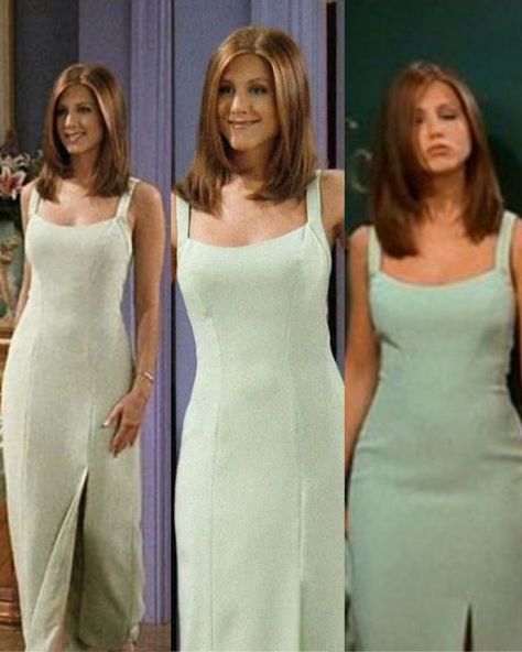 Stylish Rachel Green Outfit Jennifer Aniston Friends, Rachel Green Outfits, Rachel Friends, Bollywood Dress, Celebrity Wedding Dresses, Green Bridesmaid Dresses, Green Maxi, Rachel Green, Green Outfit