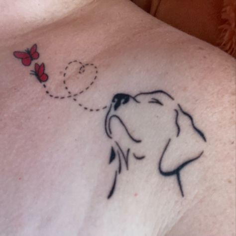 Dog Butterfly Tattoo, Casper Tattoo, Chasing Butterflies, Dog Outline, Tasteful Tattoos, Scottie Dog, Butterfly Tattoo, Infinity Tattoo, I Tattoo