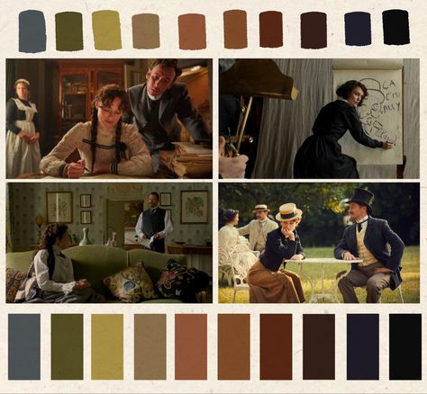 Colette Movie Aesthetic, Titanic Color Palette, 1800s Color Palette, Sound Of Music Color Palette, Movie Colour Palette, Parisian Color Palette, Cinema Palettes, Color Theory Art Lessons, Movie Palette