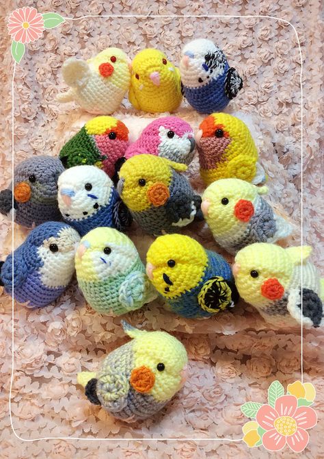 Birds of a feather!!! Crocheted Birds, Bird Amigurumi, Motifs Granny Square, Crochet Birds, Pola Amigurumi, Kawaii Crochet, Crochet Animal Patterns, Crochet Patterns Amigurumi, Crochet Dolls