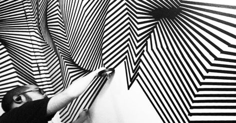 Tape Wall Art, Tape Installation, Tape Wall, Mc Escher, Tape Art, Diy Magazine, Art Installation, Decal Wall Art, Op Art