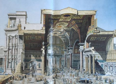 The Baths of Diocletian - reconstruction Architecture Antique, Colosseum Rome, Ancient Greek Architecture, Public Bath, Roman Architecture, Roman Baths, Interesting Buildings, Roman History, Ancient Architecture