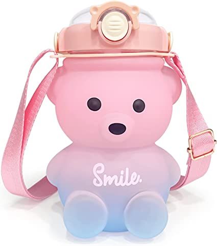 【Kawaii Bear Straw Bottle】This 3d Bear Water Bottle with Strap is specially designed for your kids and girls, with cute shape and bright colors. The advanced one-touch button makes drinking easier, just press the button and the straw will pop out automatically. 💦【100% BPA Free & Non-Toxic】ALINILA Kids Water Bottle is made of eco-friendly food grade materials, 100% non-toxic and BPA free. The capacity is 34oz, perfect for shopping, picnic, office, hiking, training, sports, camping, etc. Bear Water Bottle, Zoo Trip, Girls Water Bottles, Kawaii Bear, Hiking Training, Kitchen Finds, Straw Bottle, Candyland Party, Cute Water Bottles