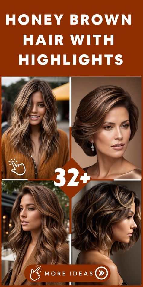 Enhance your hairstyle with the beautiful blend of honey brown hair highlights. Experience the luxurious warmth and depth of this stunning color combination that perfectly marries the sweetness of honey with rich brown tones. Whether you opt for subtle caramel hints or bold golden streaks, honey brown hair with highlights promises to elevate your look with dimension and radiance. Embrace the sophisticated yet natural charm of this on-trend hair color choice that exudes elegance and style. Low Light Colors For Brown Hair, Caramel Brown With Lowlights, Light Brown Highlights On Dark Hair Straight, Chestnut Brown With Highlights, Brown Lowlights In Brown Hair, Highlights And Lowlights On Brown Hair, Highlights For Tan Skin Tone, Medium Length Brown Hair With Highlights Caramel, Highlight Colors For Brown Hair