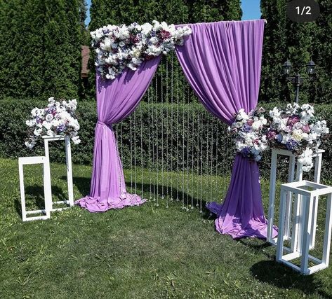 India Wedding Decorations, Weeding Themes, Curtain Backdrop Wedding, Wedding Lilac, Engagement Themes, Fall Wedding Arches, Wedding Planning List, Purple Wedding Decorations, Wedding Calendar