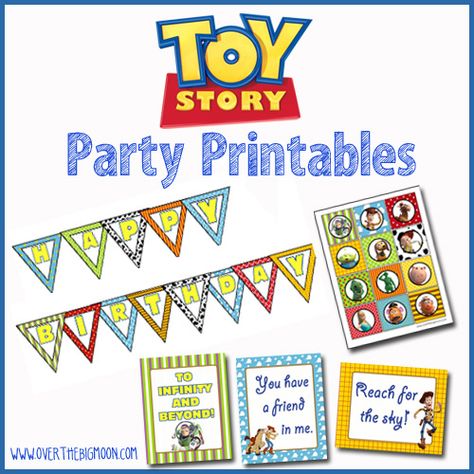 FREE Toy Story Party Printables - Bunting, 3 Printables Posters and Cupcake Toppers! Toy Story Party Printables, Toy Story Printables, Buzz Lightyear Party, Toy Story Baby, Toy Story Theme, Big Moon, Toy Story Birthday Party, Free Toys, Toy Story 3