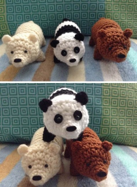 Crochet Brown Bear, Polar Bear & Panda - Free pattern Brown Bear Crochet, Crochet Christmas Presents, Crocheted Baby Afghans, Crochet Brown, Beary Christmas, Crochet Bears, Bear Patterns Free, Crochet Shell, Animal Gifts