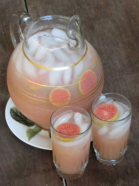 Guava Agua Fresca -- these fragrant fruits are great for your skin and contain five times the vitamin C found in oranges! Auga Fresca, Aqua Frescas, Guava Drink, Guava Recipes, Agua Fresca Recipe, Guava Jam, Guava Fruit, Guava Juice, Guavas