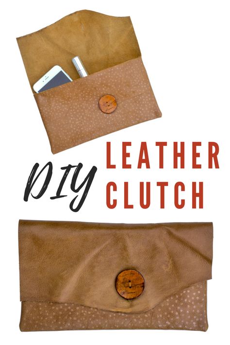 DIY Leather clutch made from leather scraps, free clutch bag pattern #DIYGifts #DIYleatherclutch #leathergift Diy Leather Clutch, Diy Clutch Purse, Leather Purse Pattern, Clutch Bag Pattern, Best Leather Wallet, Diy Leather Projects, Diy Clutch, Leather Bag Pattern, Diy Leather Bag